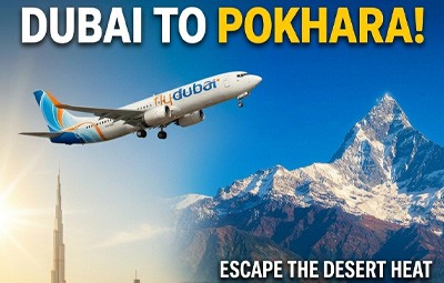 fly dubai from dubai to pokhara nepal