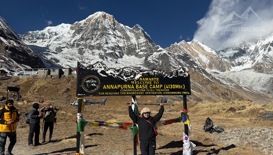 new welcome sign at the annapurna base camp trek