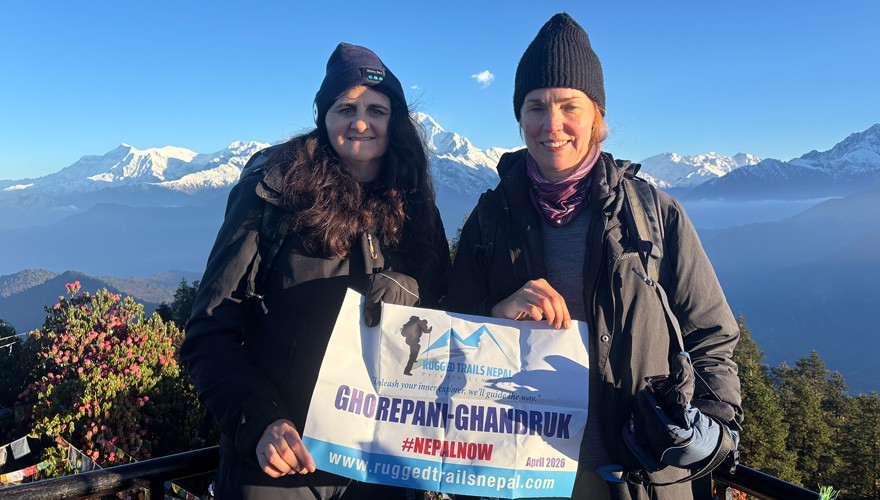 view from the poon hill with our happy customer