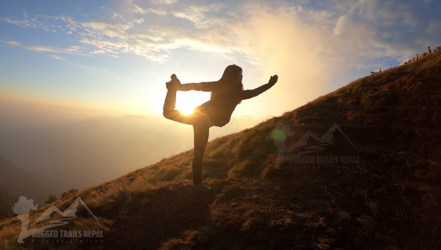 yoga in the nepal mountains