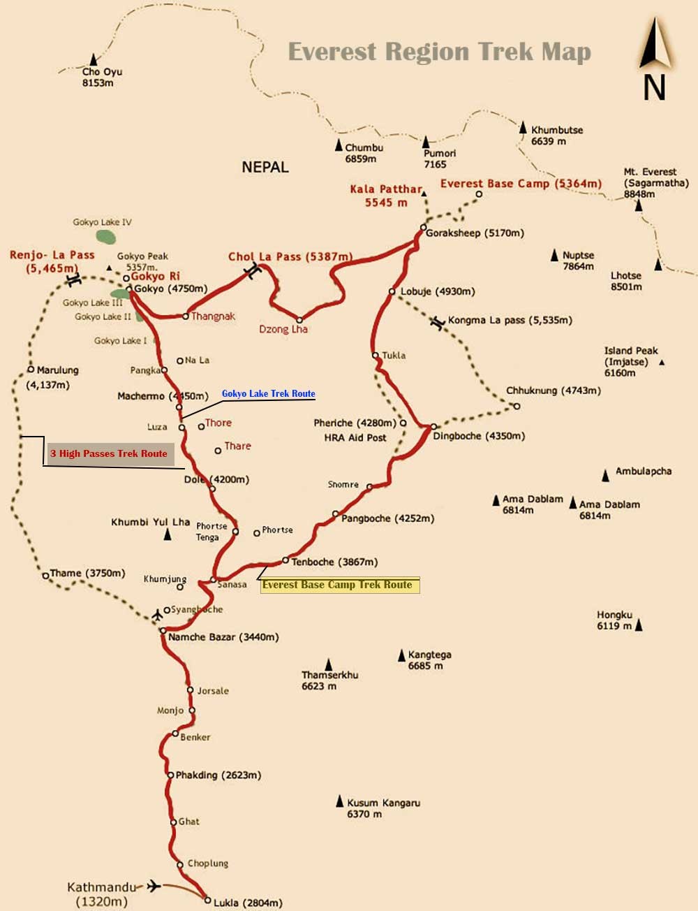 Everest Base Camp Trekking map